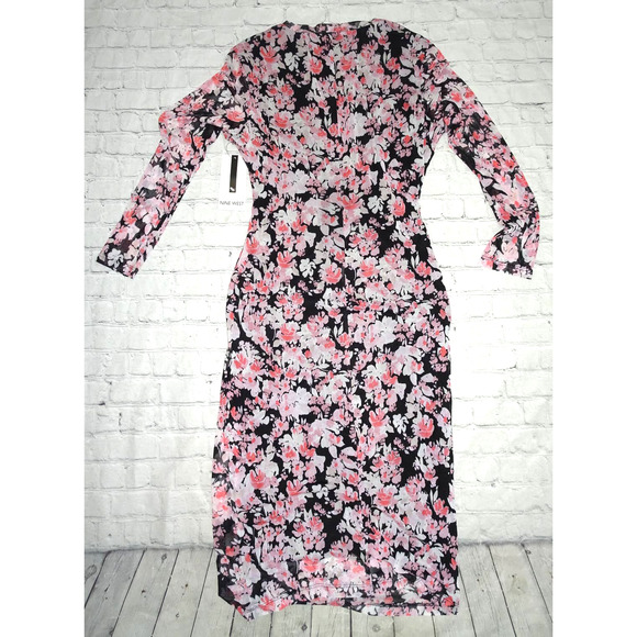 Nine West Women's Crew Neck Long Sleeve Floral Dress, Size 8 NWT - Picture 2 of 3